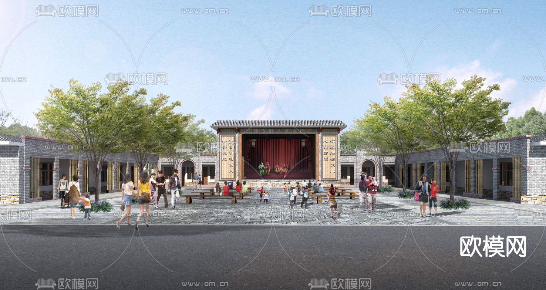 现代公园京剧表演psd下载