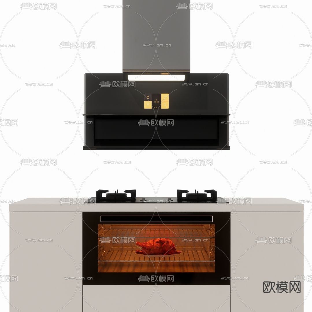 现代方太集成灶台su模型下载（渲染图1）