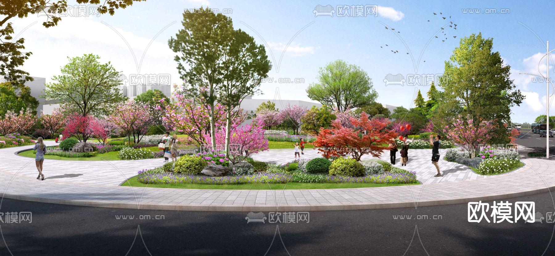 现代公园景观psd下载_ID12188525_3dmax免费模型-欧模网