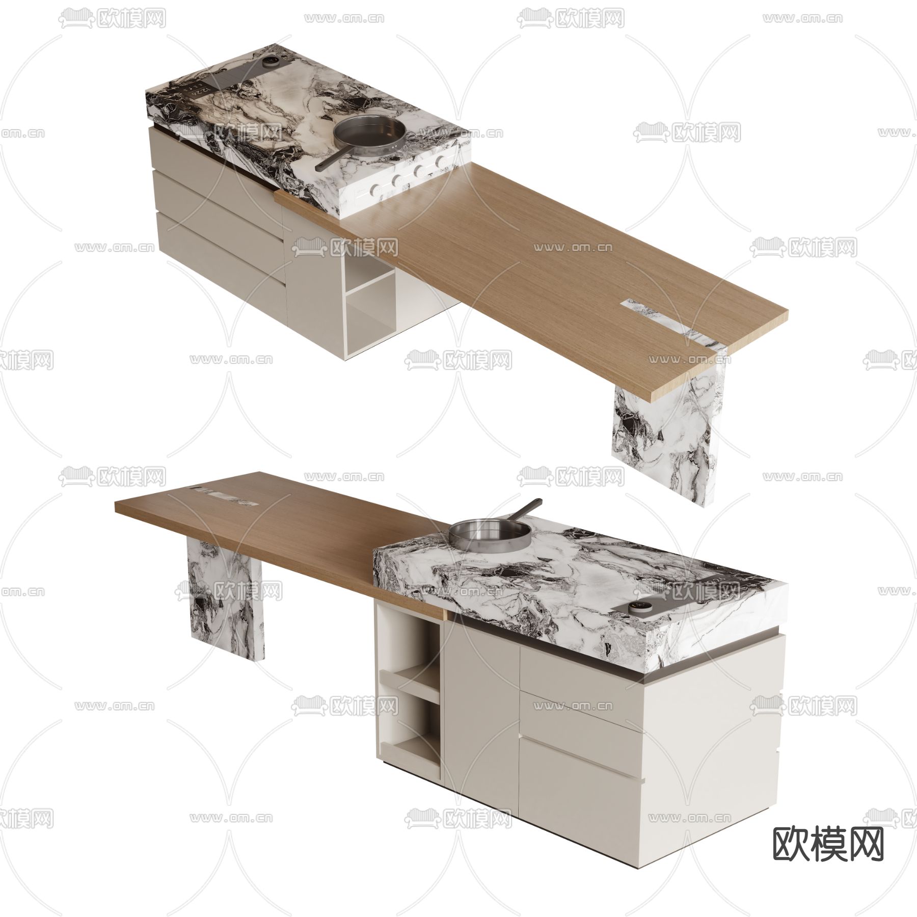 现代吧台 岛台3d模型