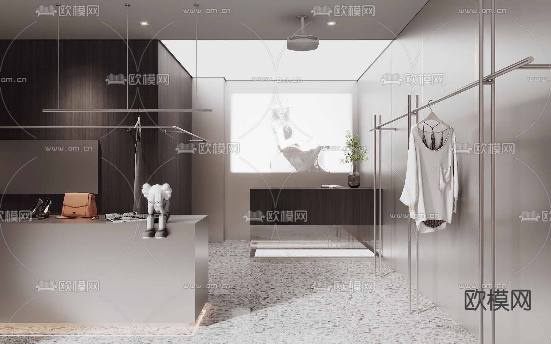 高级灰服装店 女装店3d模型下载（渲染图2）