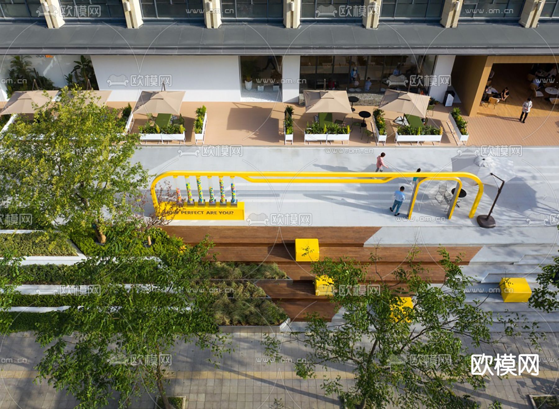 现代商业街su模型下载（渲染图4）