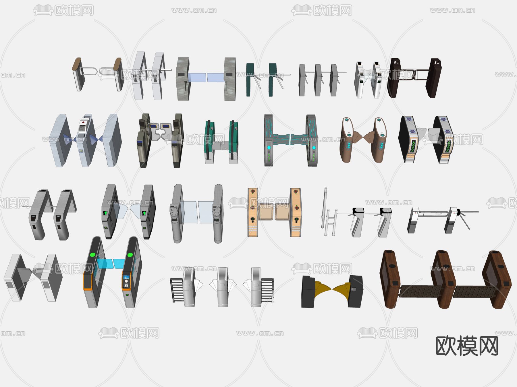 现代翼闸 安检门su模型