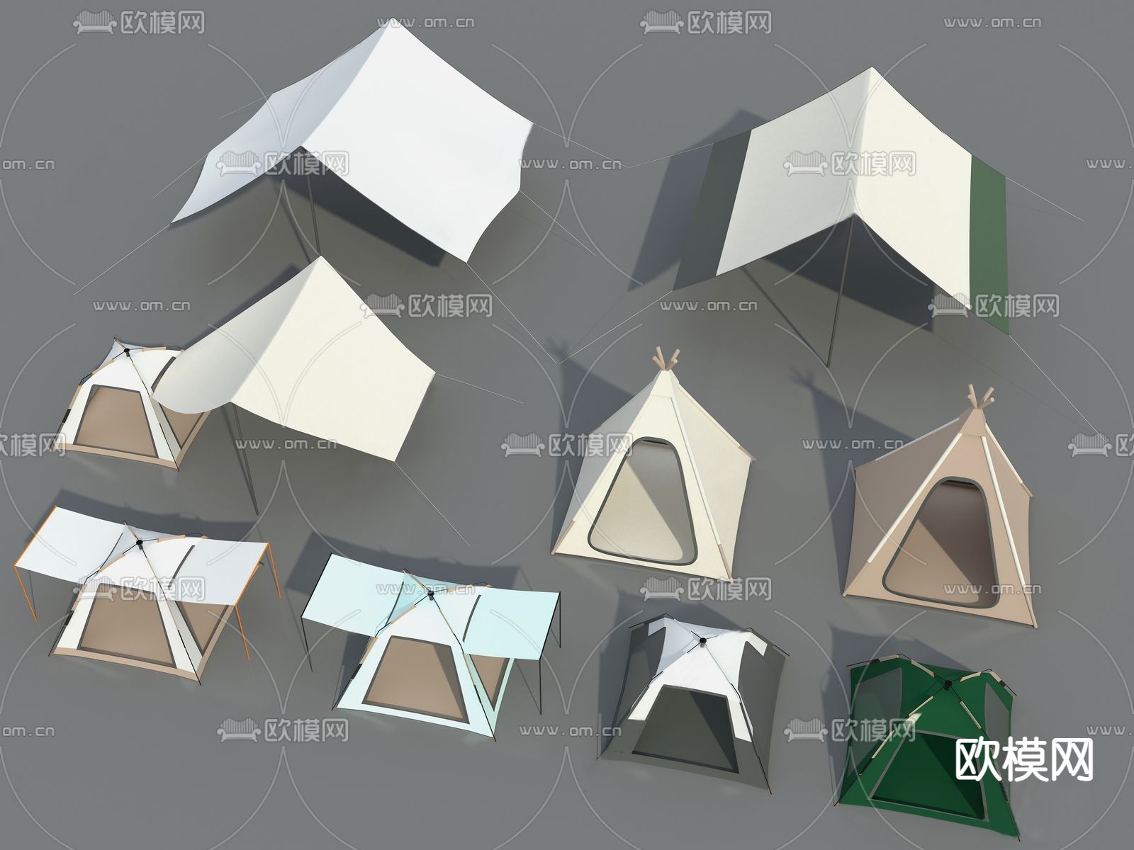 现代户外露营帐篷su模型