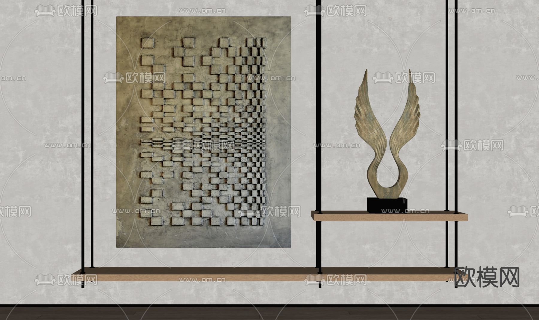 现代抽象画 挂画su模型