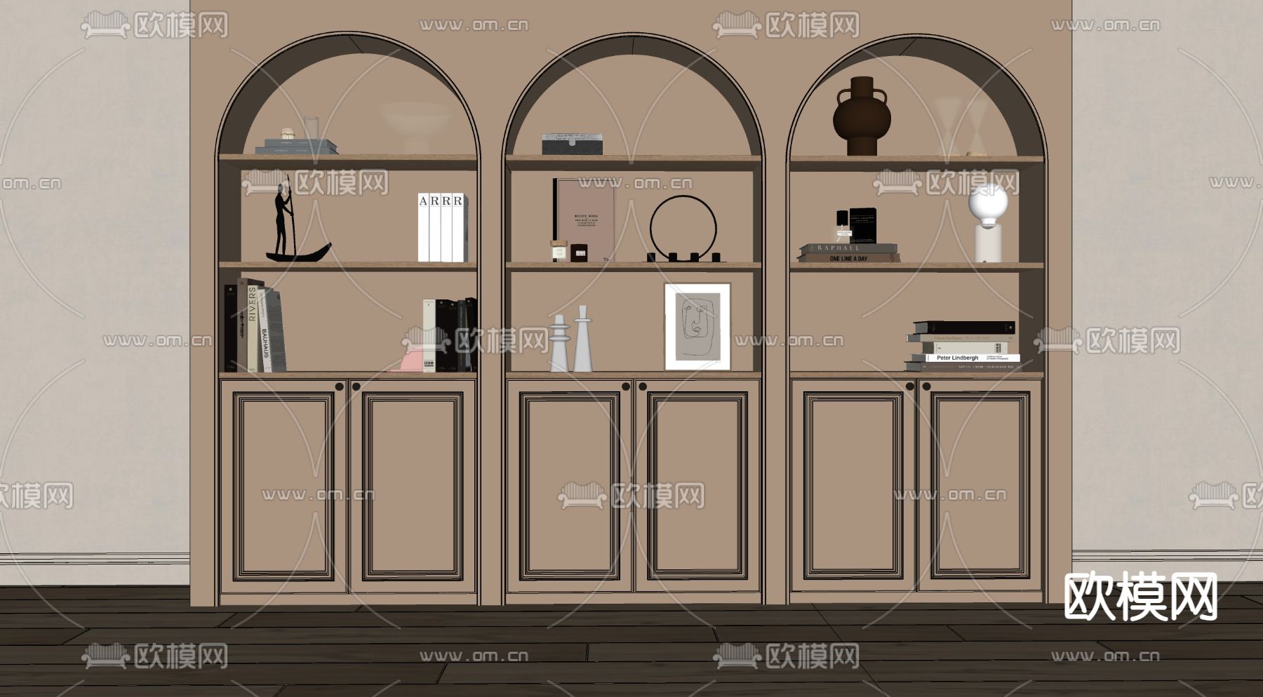 美式酒柜su模型下载（渲染图2）