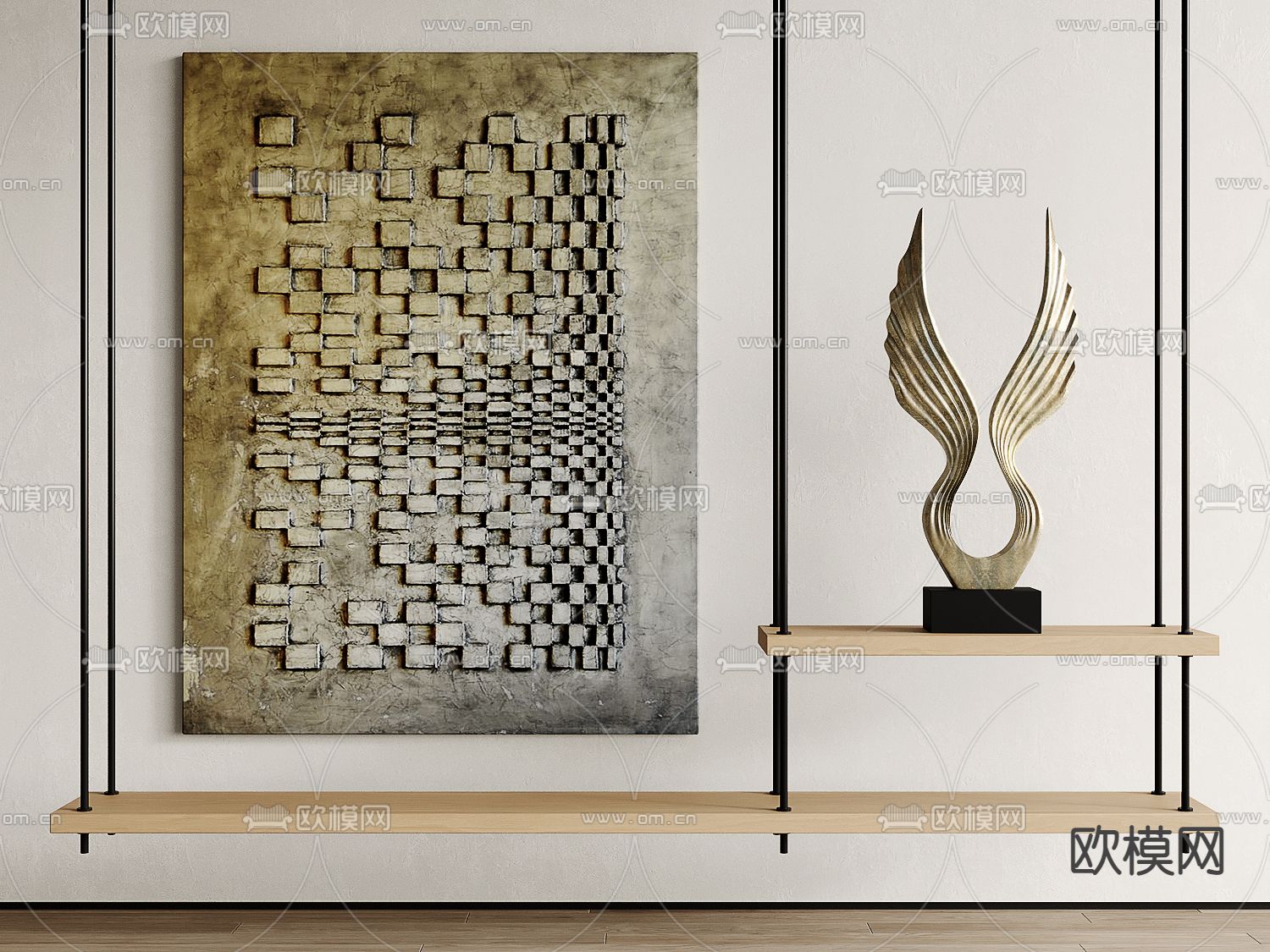 现代抽象画 挂画su模型