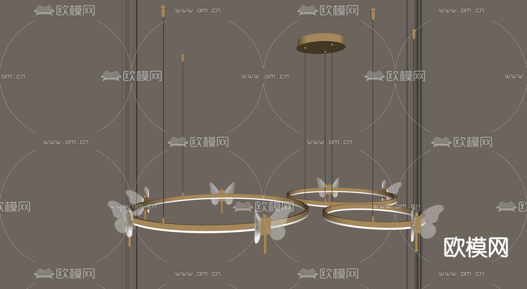 轻奢环形吊灯 大吊灯su模型下载（渲染图2）