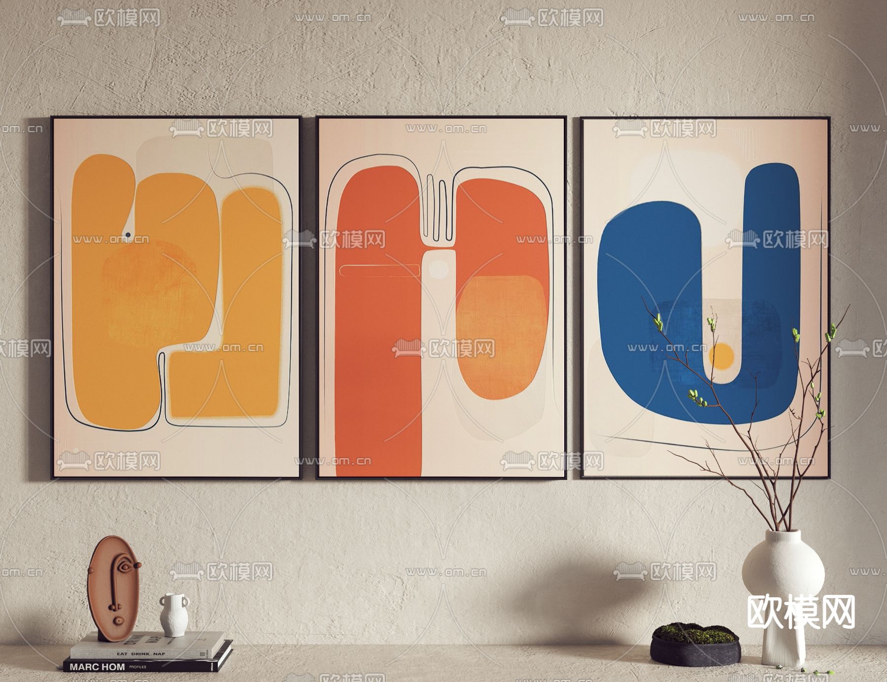 北欧几何装饰画3d模型下载