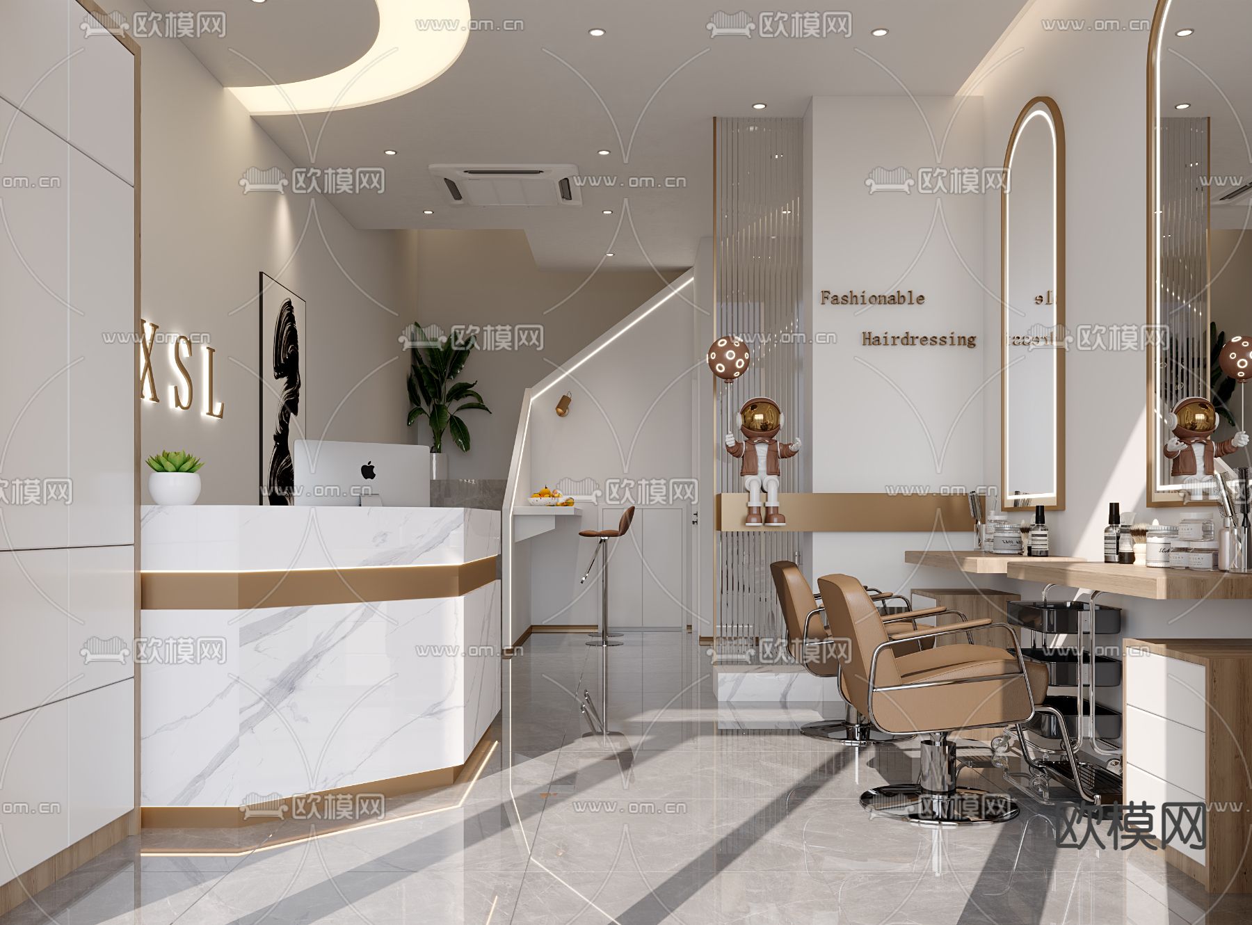 现代理发店 美发店3d模型下载