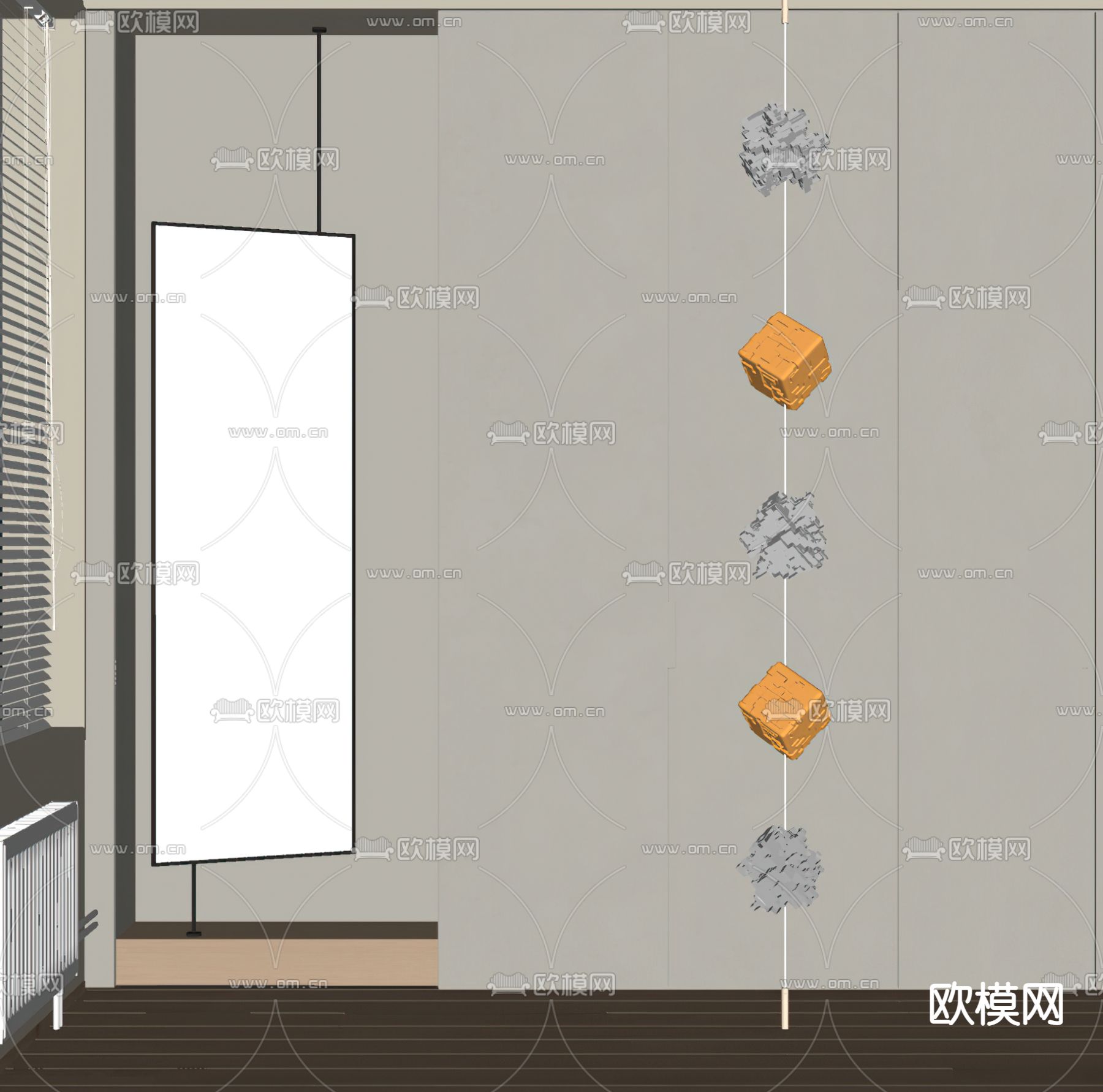 轻奢金属拼图雕塑su模型下载（渲染图2）