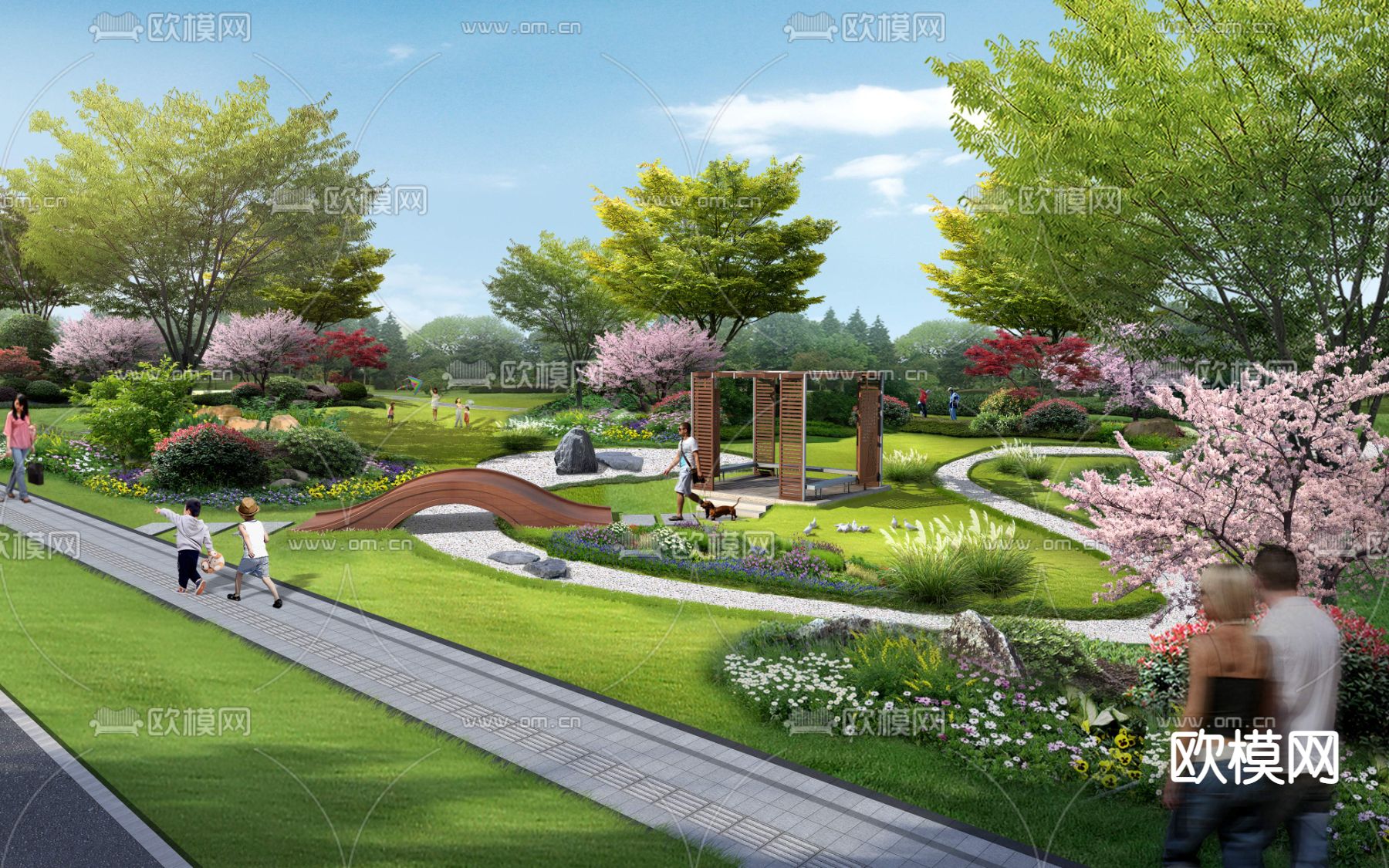 现代公园景观psd下载