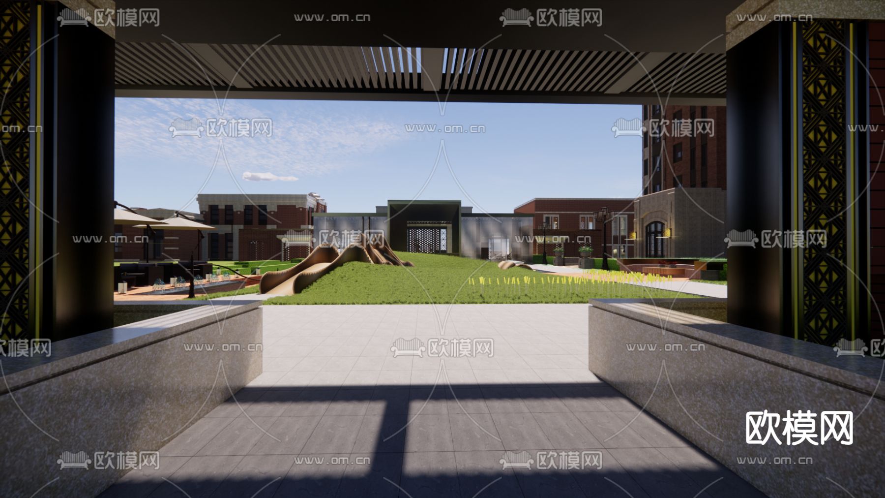 欧式售楼处外观su模型下载（渲染图4）