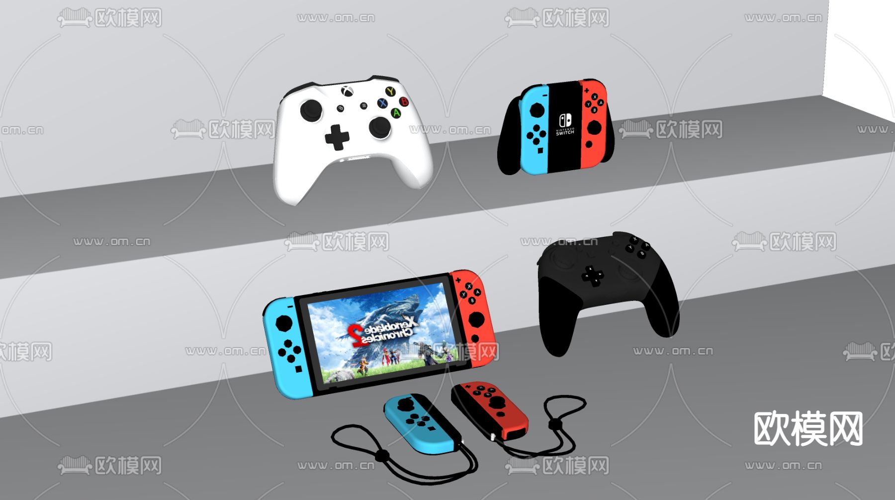 switch手柄 游戏手柄su模型下载（渲染图2）