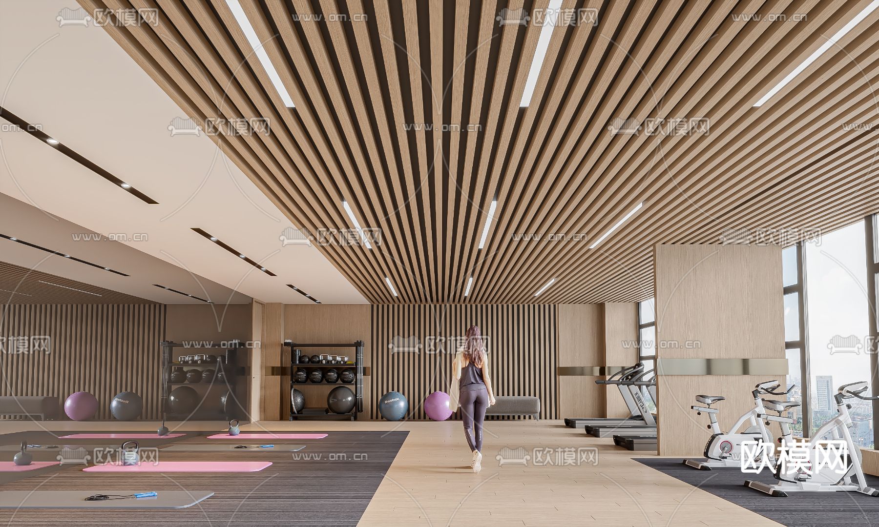 现代健身房 瑜珈室3d模型下载