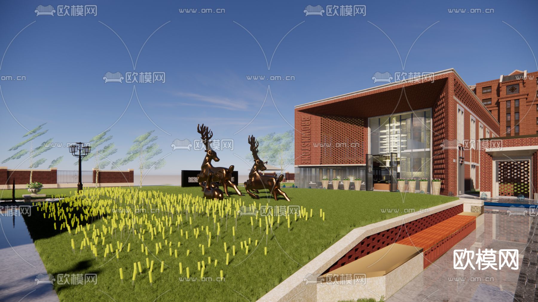 欧式售楼处外观su模型下载（渲染图2）