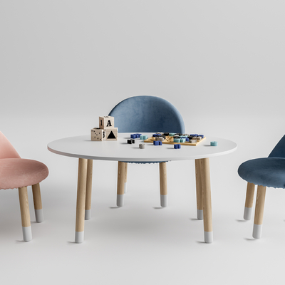  椭圆儿童桌椅su模型 