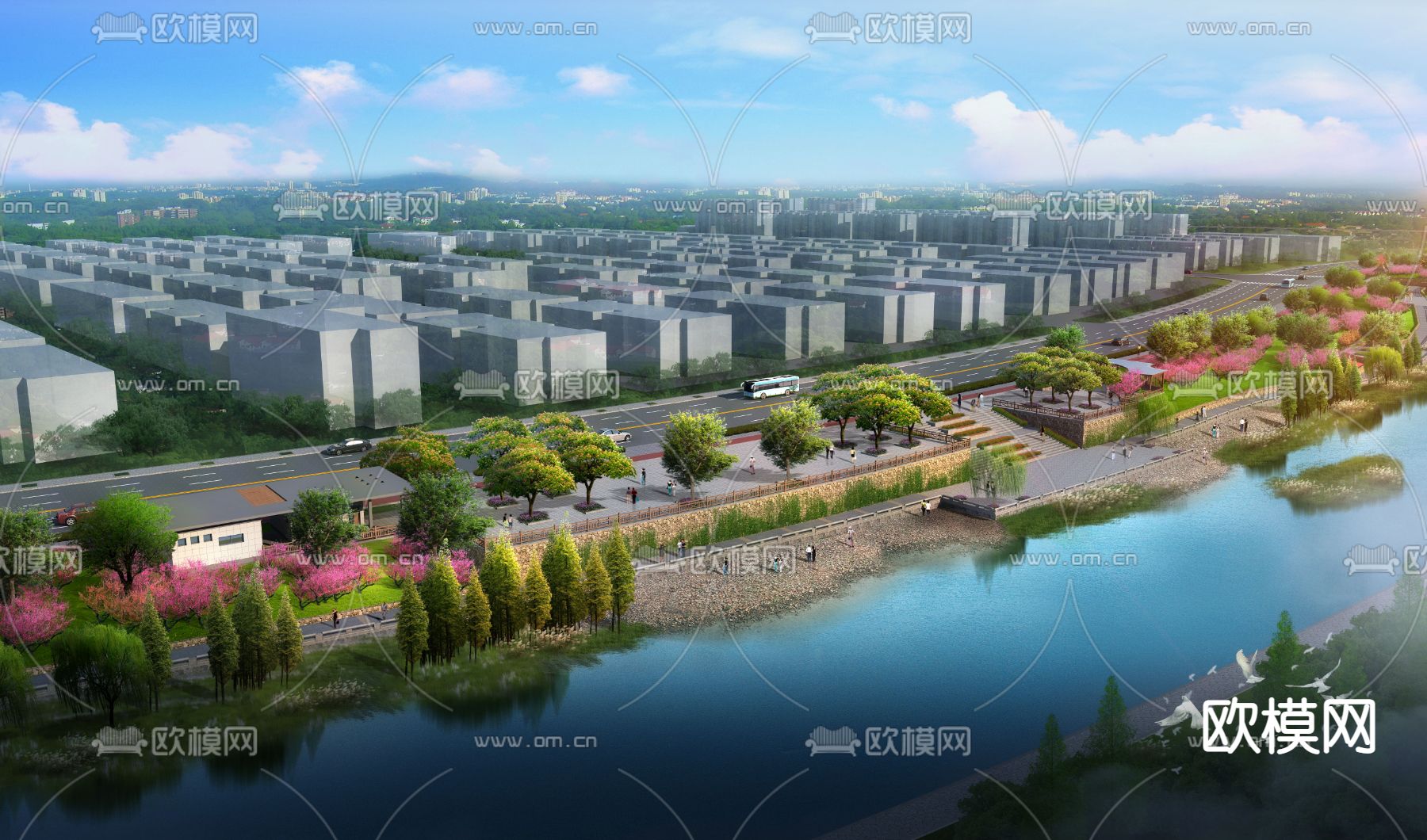 现代园林景观鸟瞰psd下载