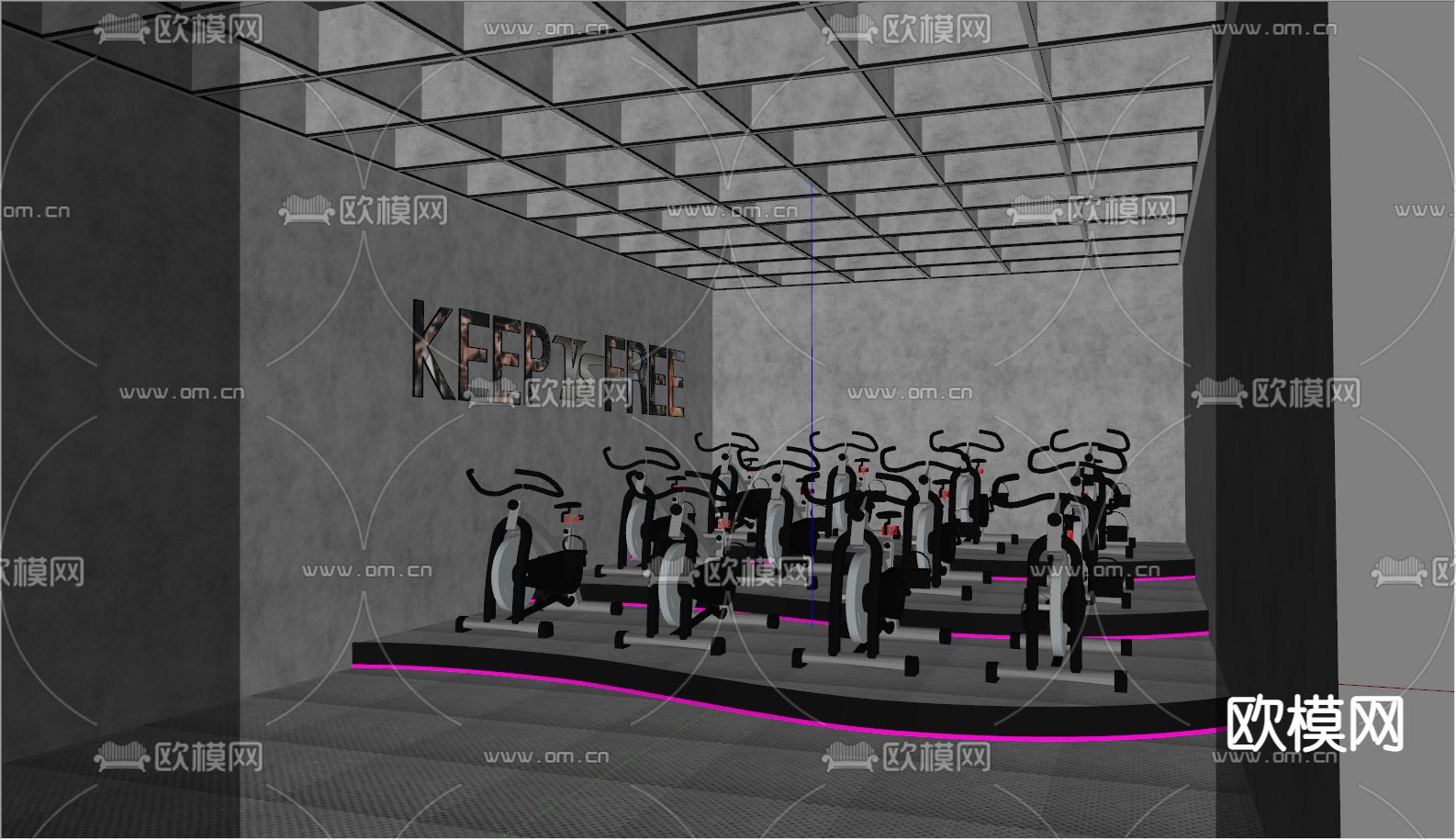 现代健身房su模型下载（渲染图2）