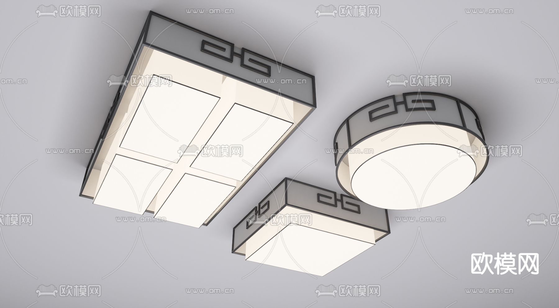新中式吸顶灯su模型下载（渲染图1）