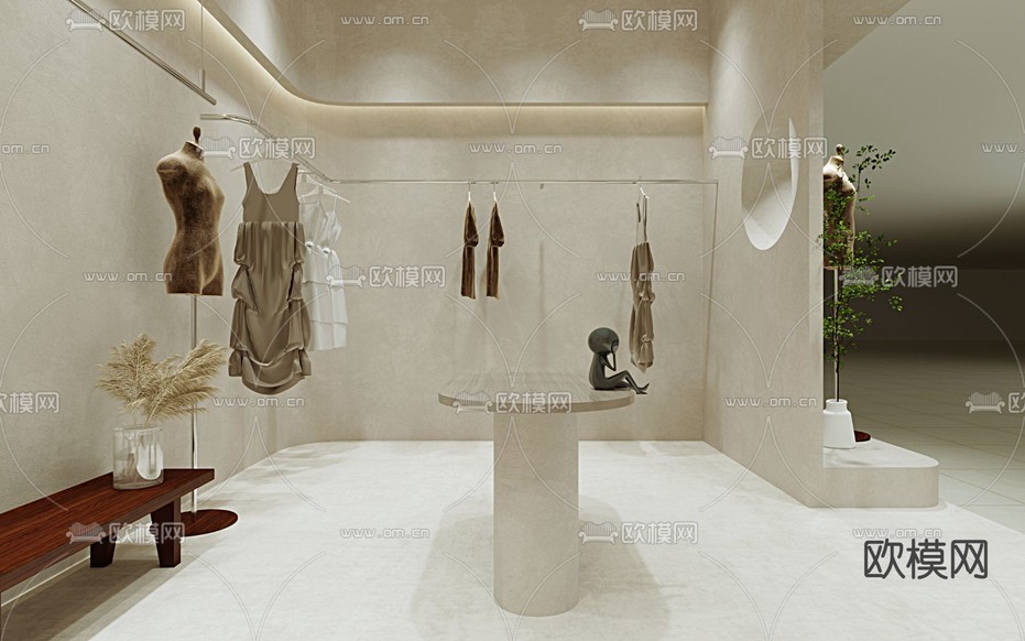 侘寂服装店 女装店3d模型下载_ID12184319_3dmax免费模型-欧模网