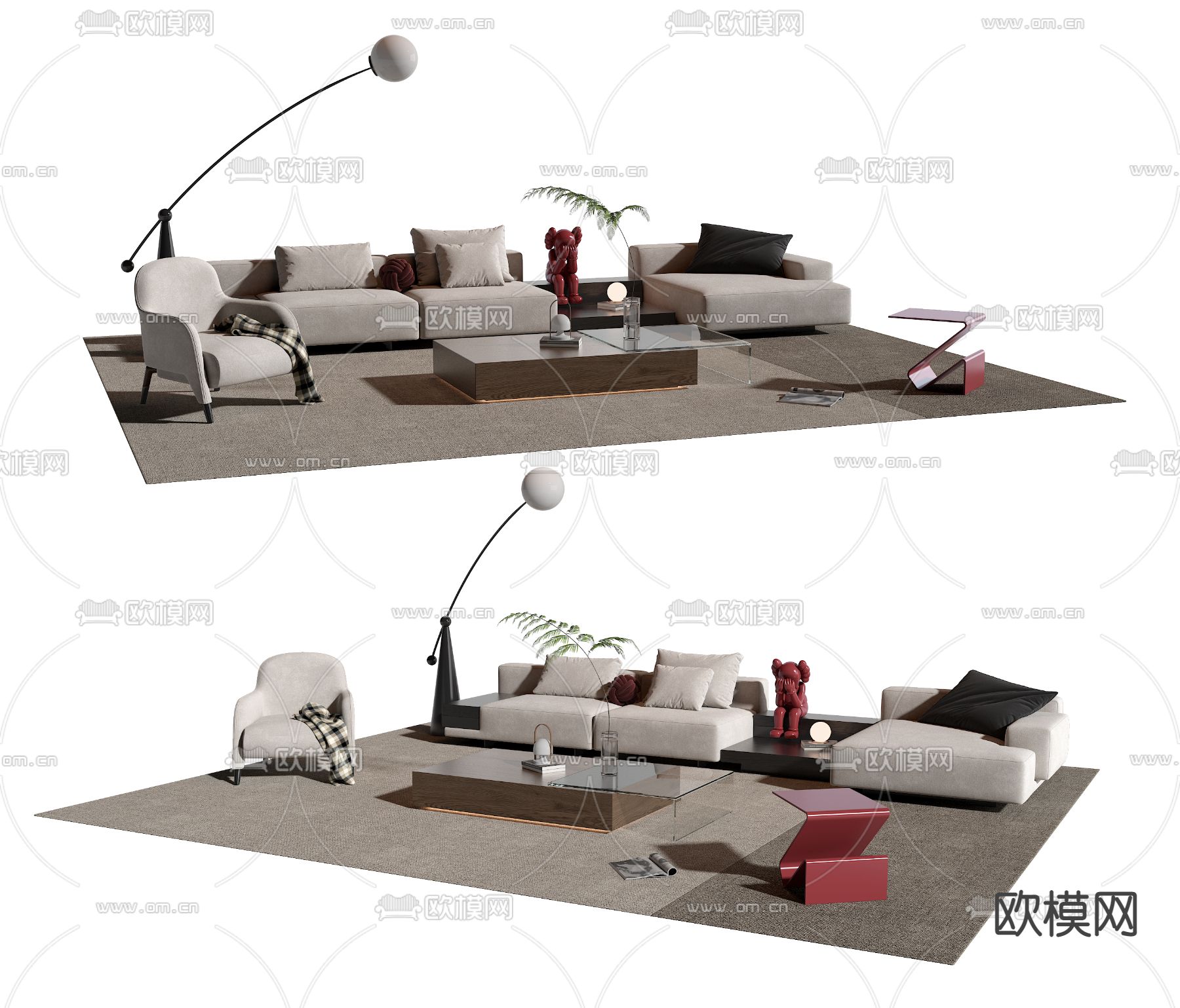 Molteni&C 转角组合沙发3d模型下载