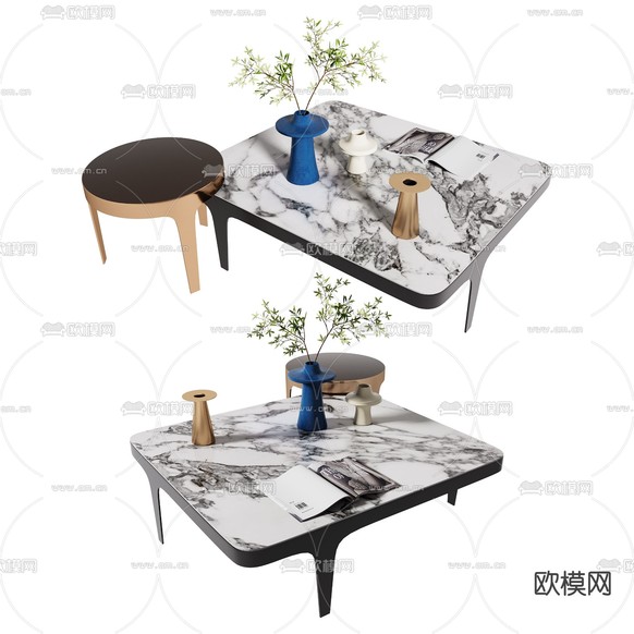 现代子母茶几3d模型下载(渲染图1)