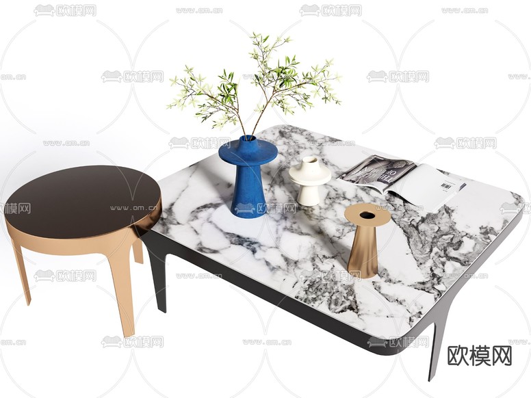 现代子母茶几3d模型下载(渲染图3)