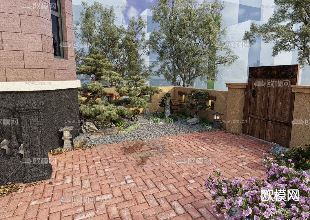 美式庭院花园阳台3d模型下载_ID12183333_3dmax免费模型-欧模网