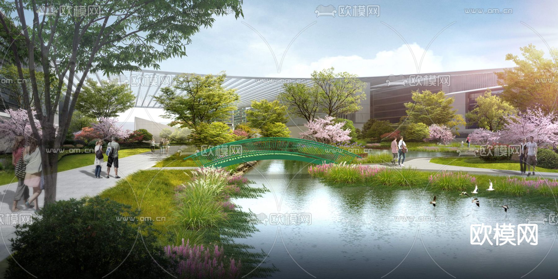 现代公园景观psd下载_ID12188542_3dmax免费模型-欧模网