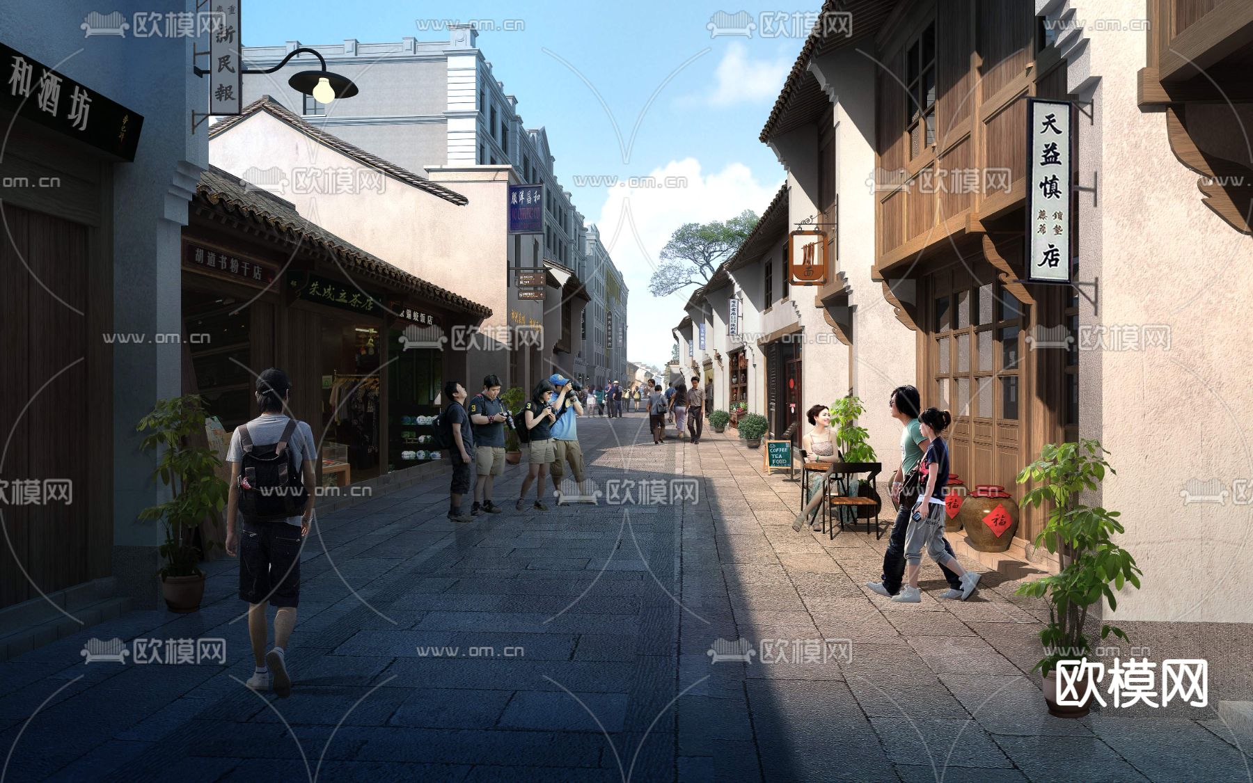 民国风商业街3d模型下载