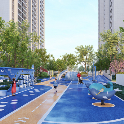  现代海洋主题儿童乐园械su模型 