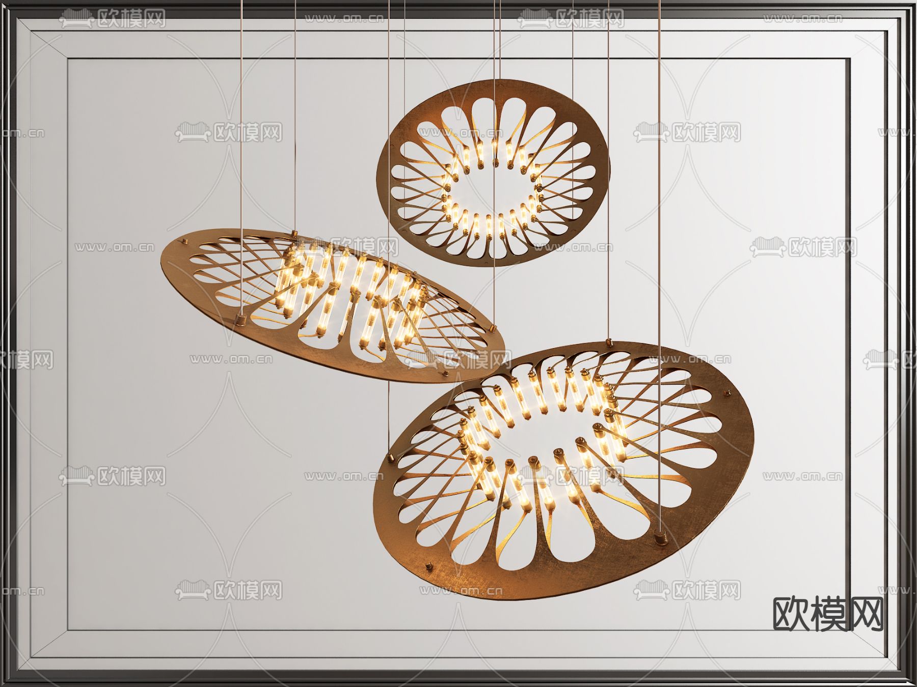 金属圆形吊灯 装饰吊灯3d模型下载_ID12184704_3dmax免费模型-欧模网