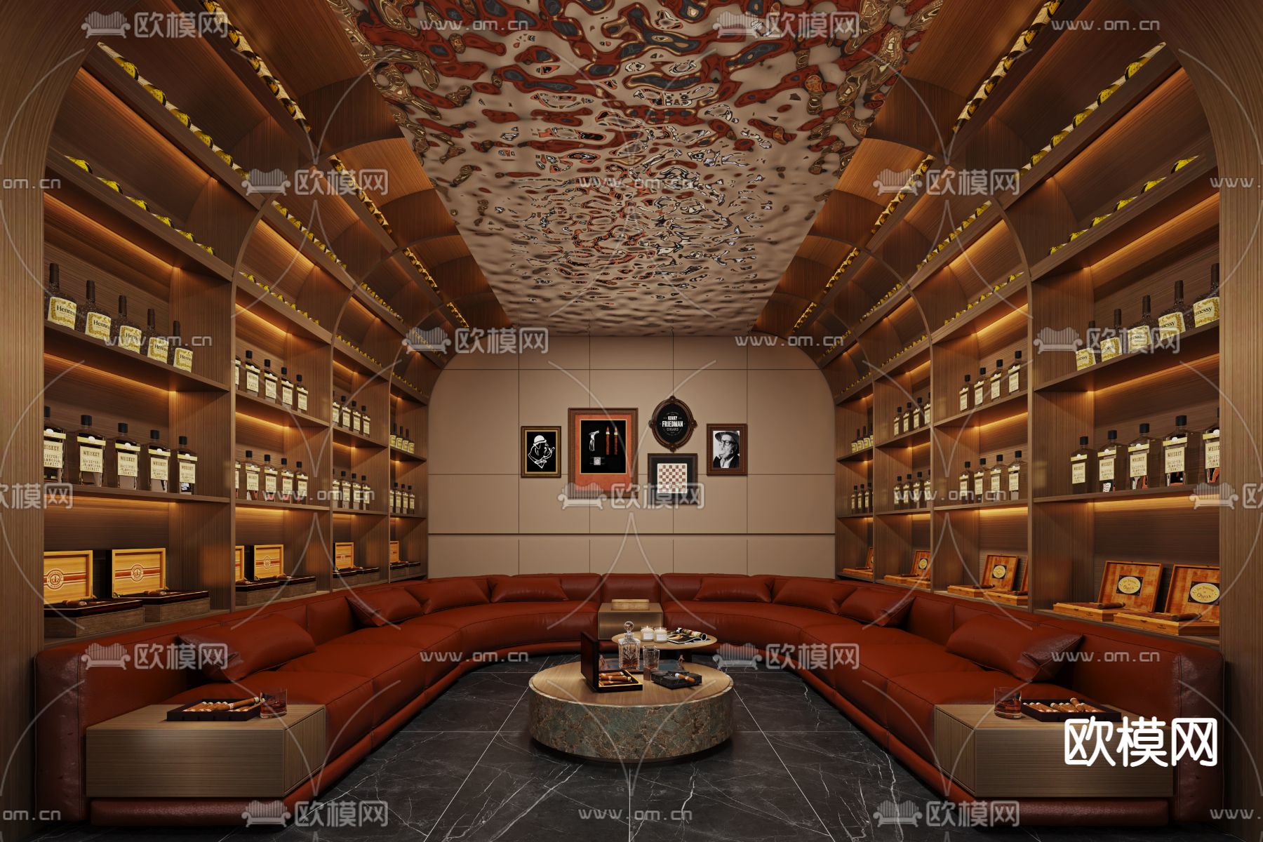 现代雪茄房 红酒房3d模型下载