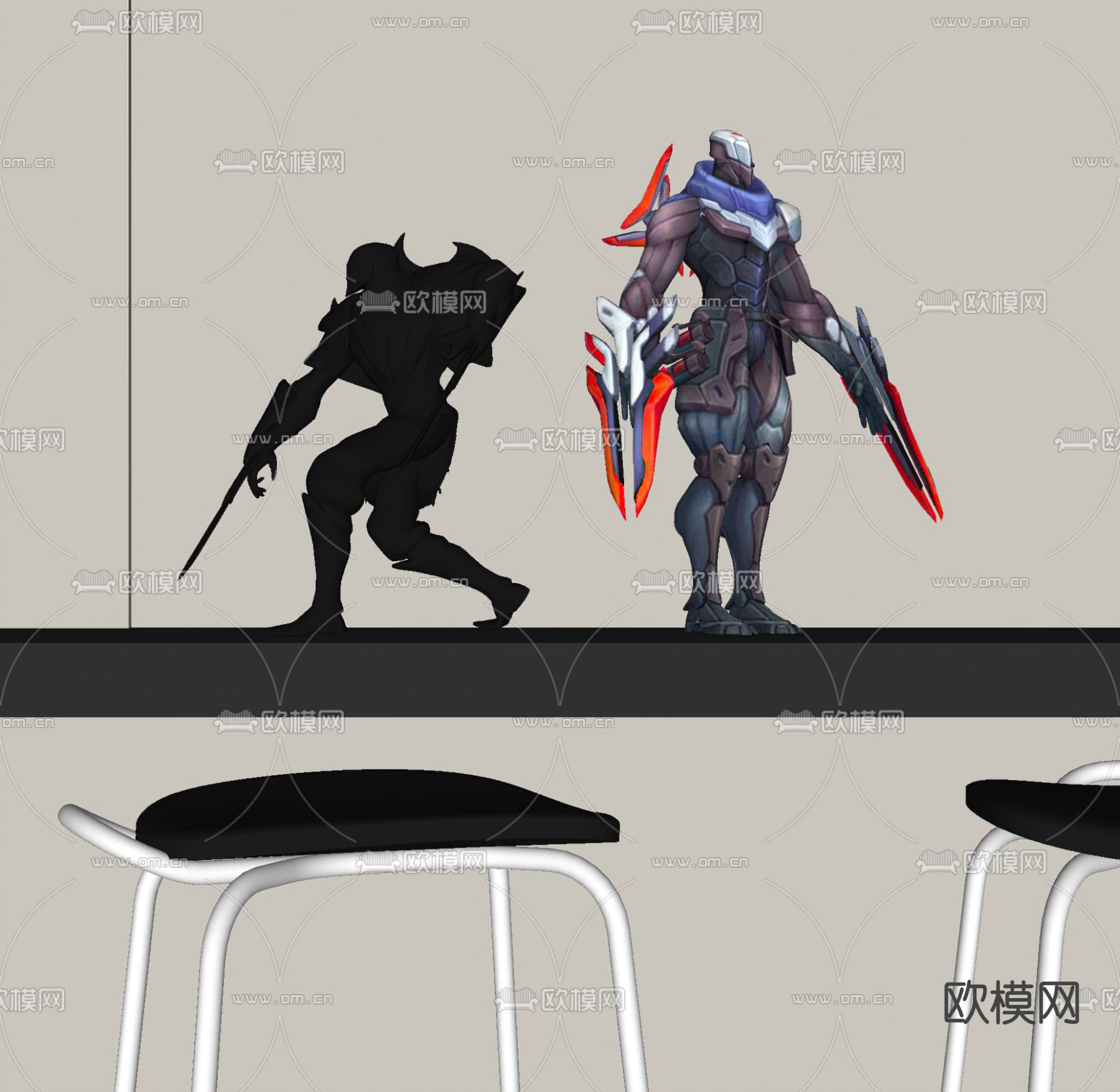 现代英雄联盟手办su模型下载（渲染图2）