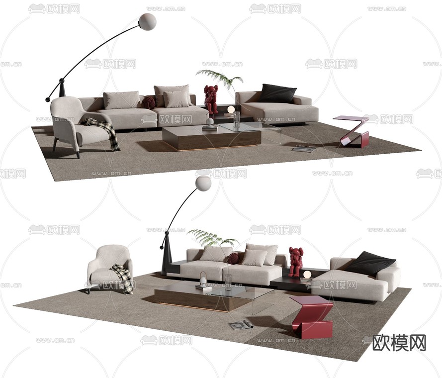 Molteni&C 沙发茶几组合su模型下载_ID12186208_sketchup模型下载-欧模网