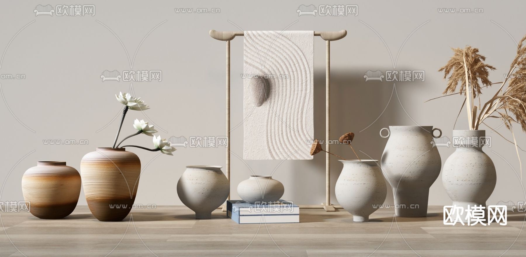 侘寂陶瓷 陶罐器皿3d模型下载_ID12188988_3dmax免费模型-欧模网