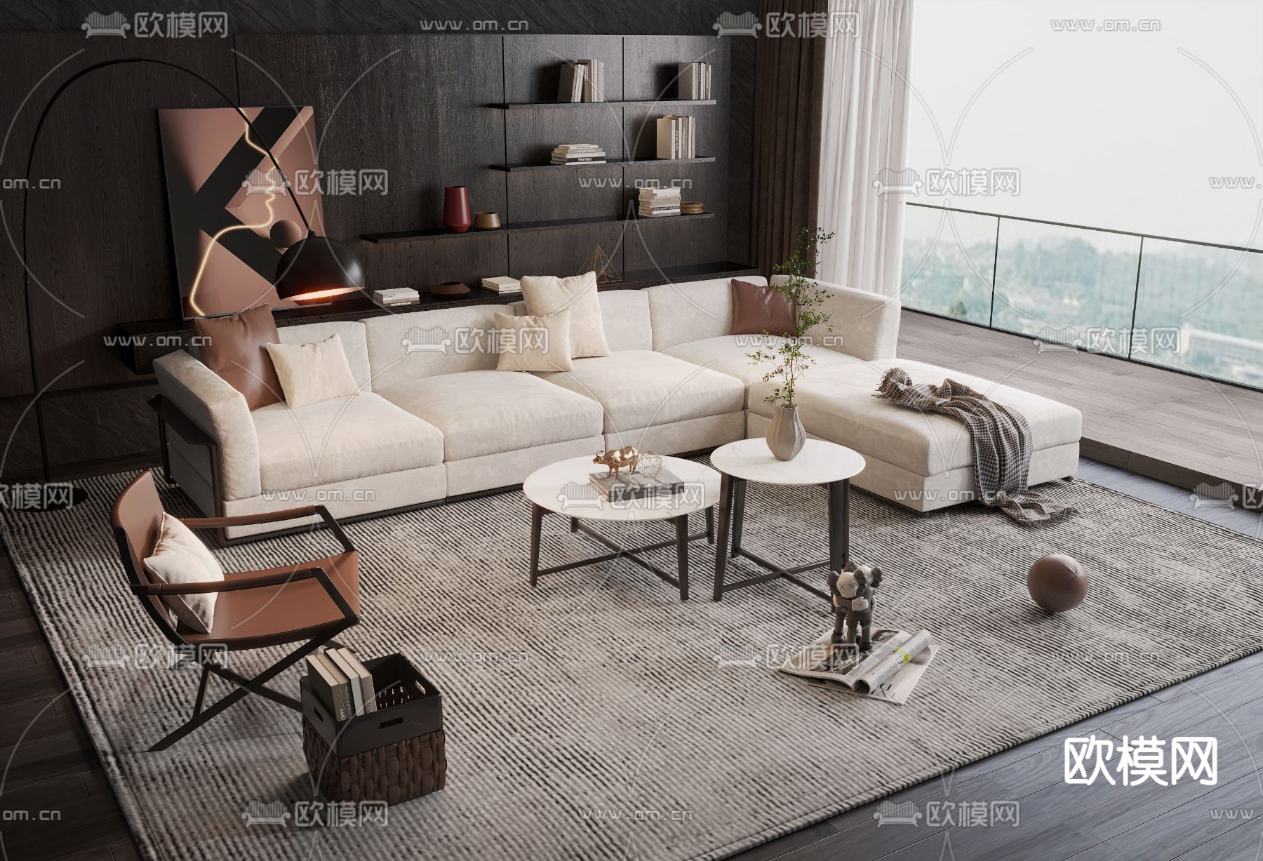 现代转角组合沙发3d模型下载_ID12188938_3dmax免费模型-欧模网