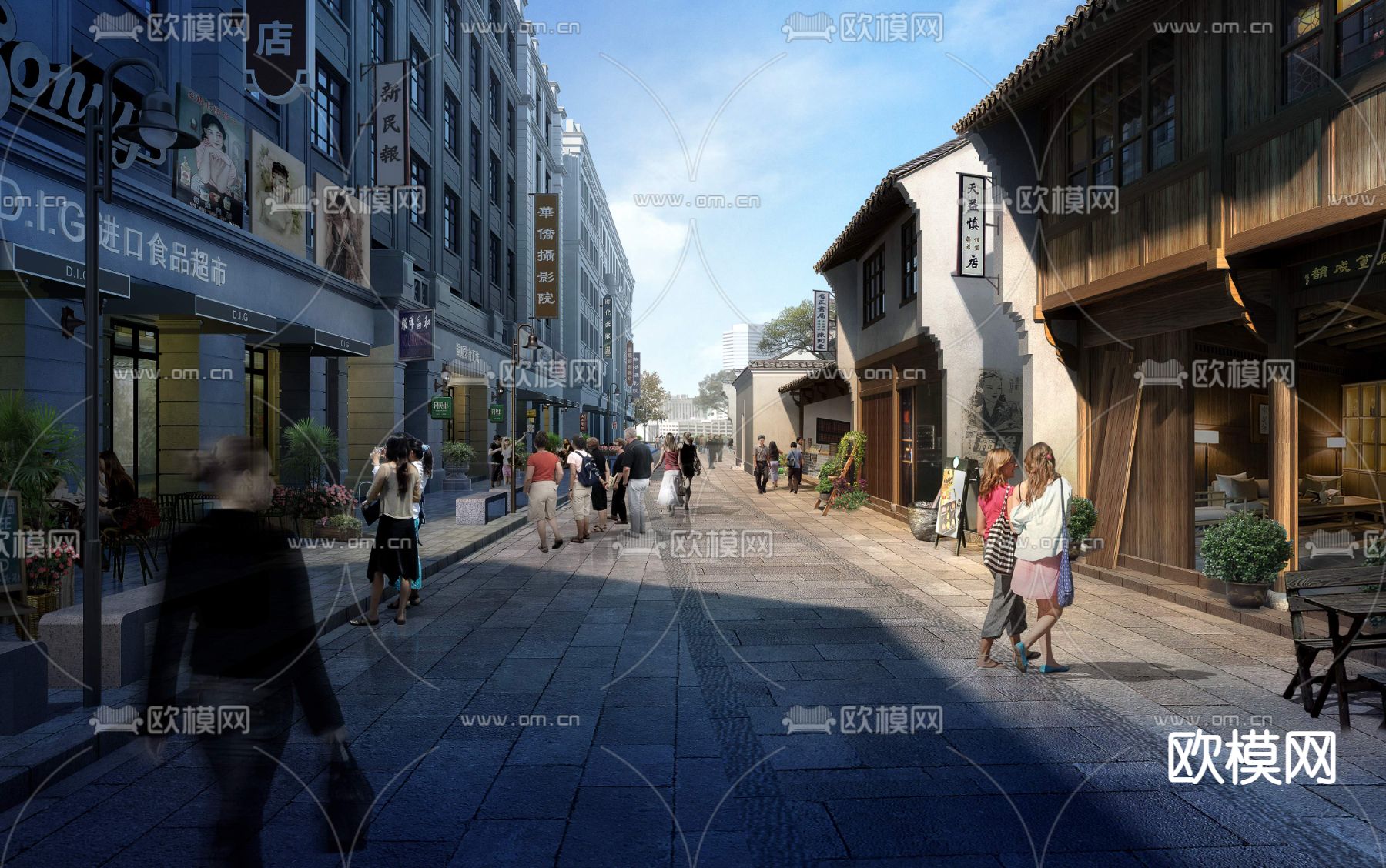 民国风商业街psd下载