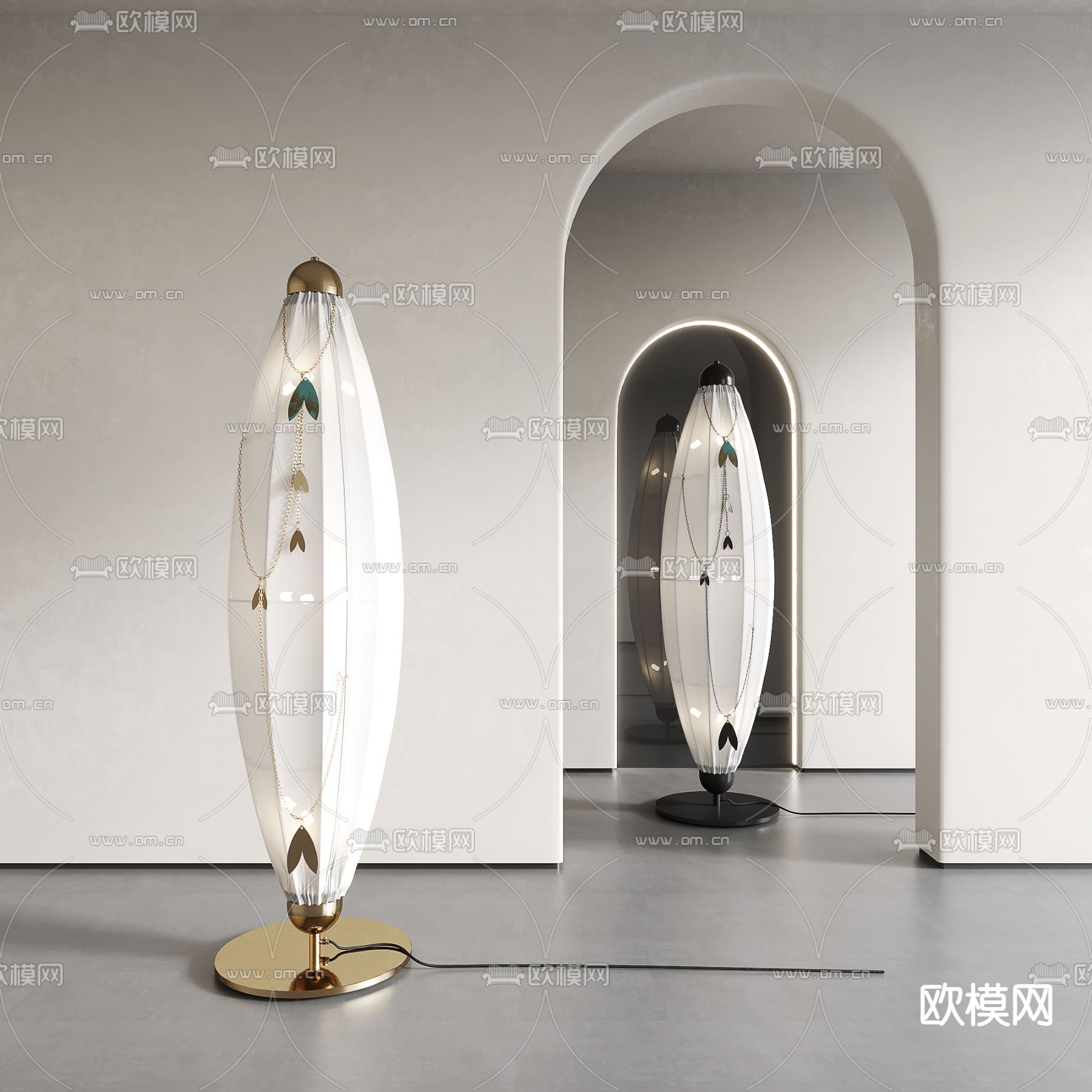 轻奢金属落地灯 创意落地灯su模型