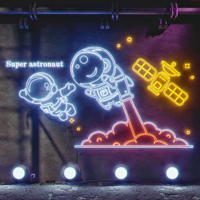  宇航员霓虹灯 装饰灯su模型 
