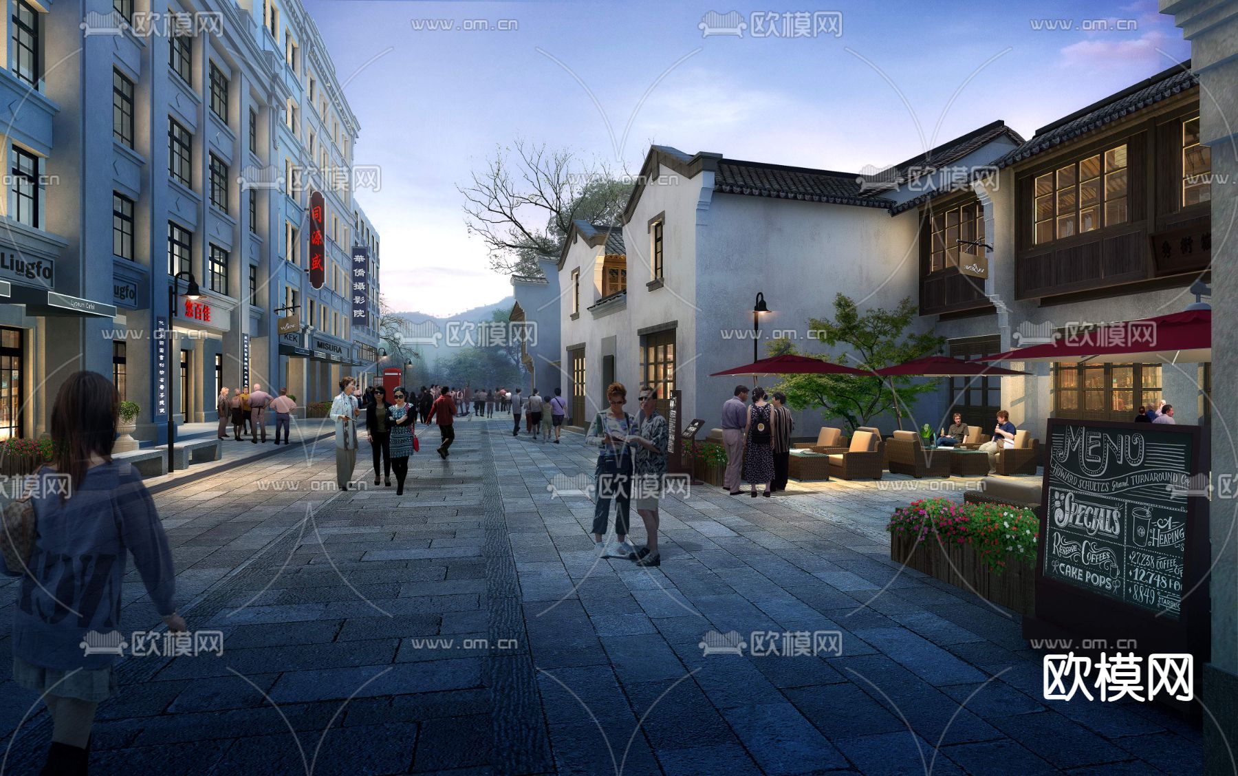 民国风商业街psd下载