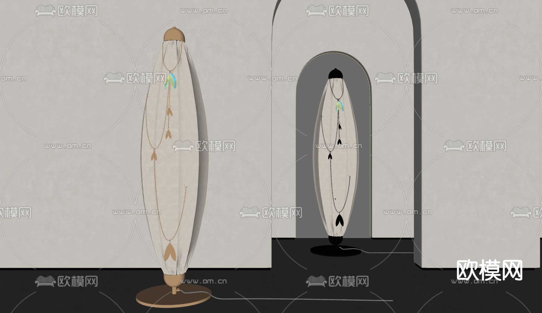 轻奢金属落地灯 创意落地灯su模型
