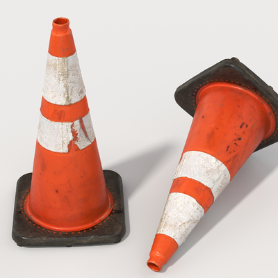  路障 雪糕筒 交通标志su模型 