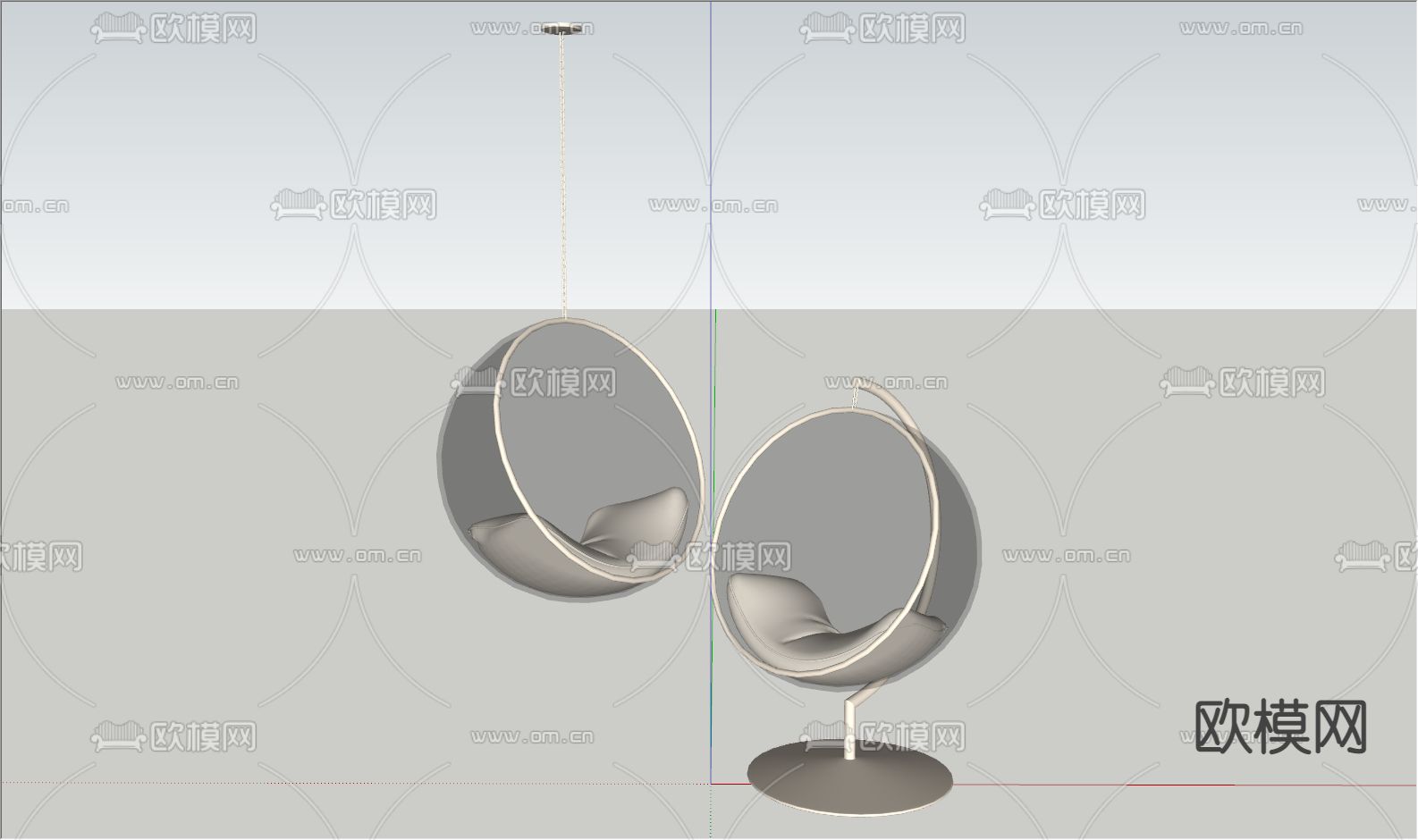 透明亚克力吊椅su模型下载（渲染图2）