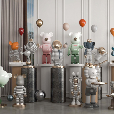  现代潮玩KAWS雕塑su模型 