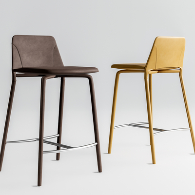 皮革靠背吧椅 吧凳su模型