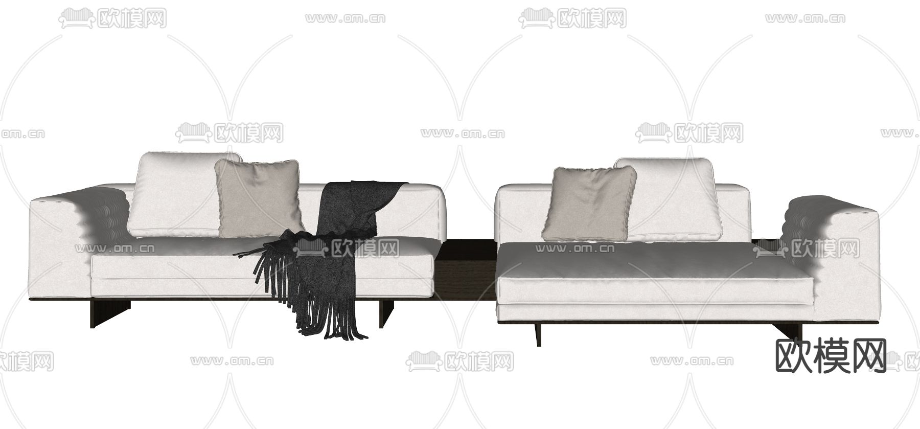 白色转角沙发su模型下载