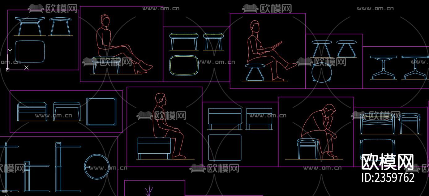 箱式凳子cad图库下载（渲染图4）