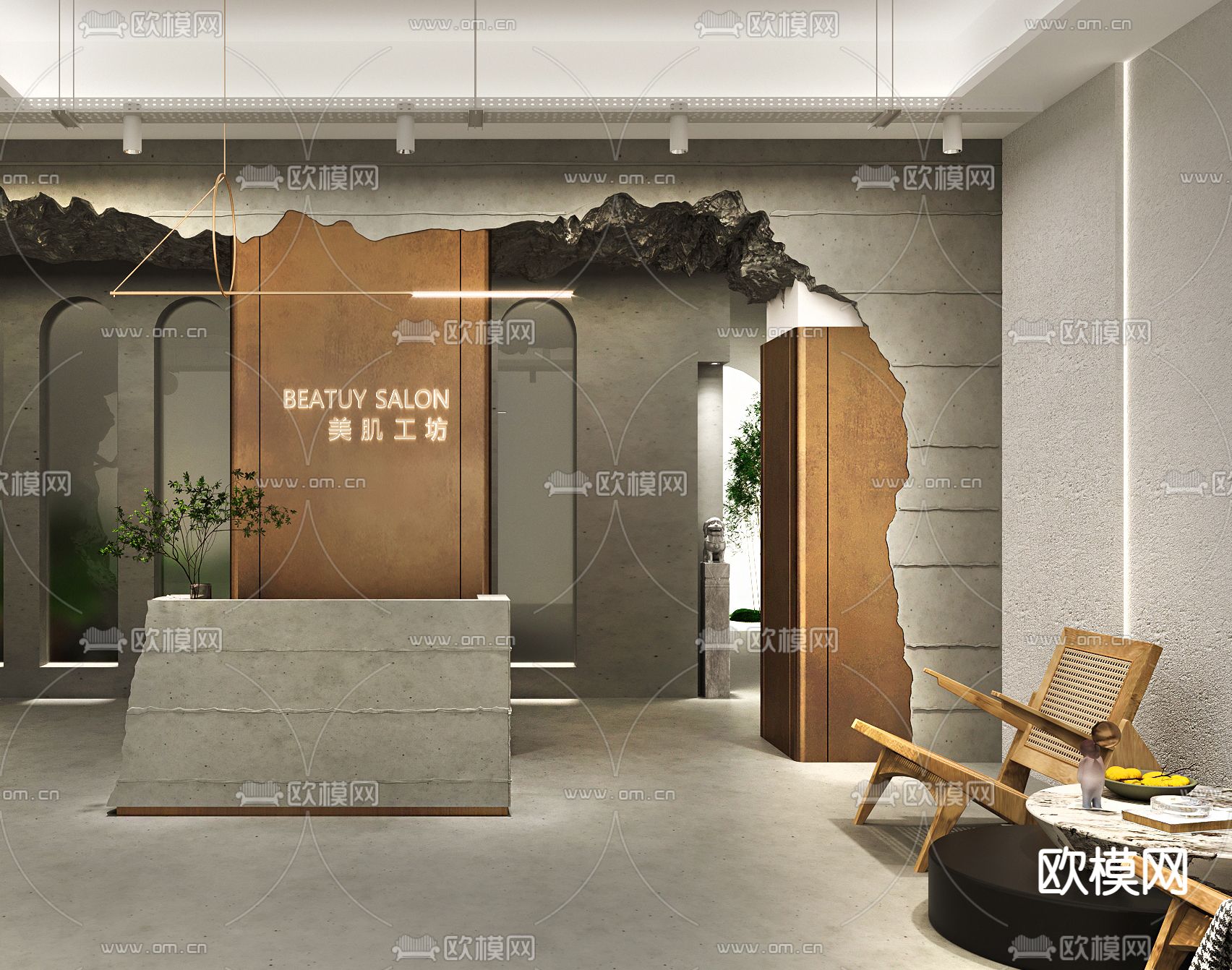 侘寂美容院 养生会所3d模型下载（渲染图3）